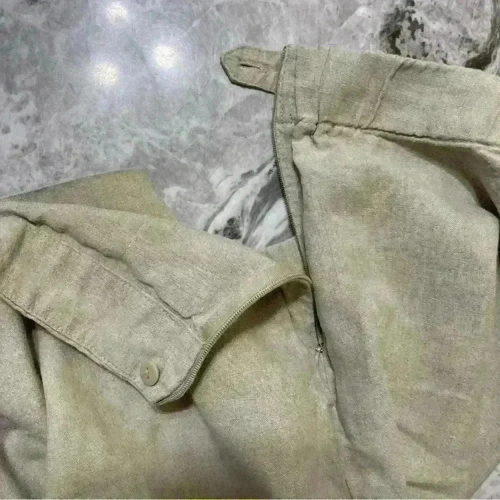 J. Jill Pants Womens L Petite Beige Love Linen Capri Straight Leg Pockets Boho - Picture 10 of 11